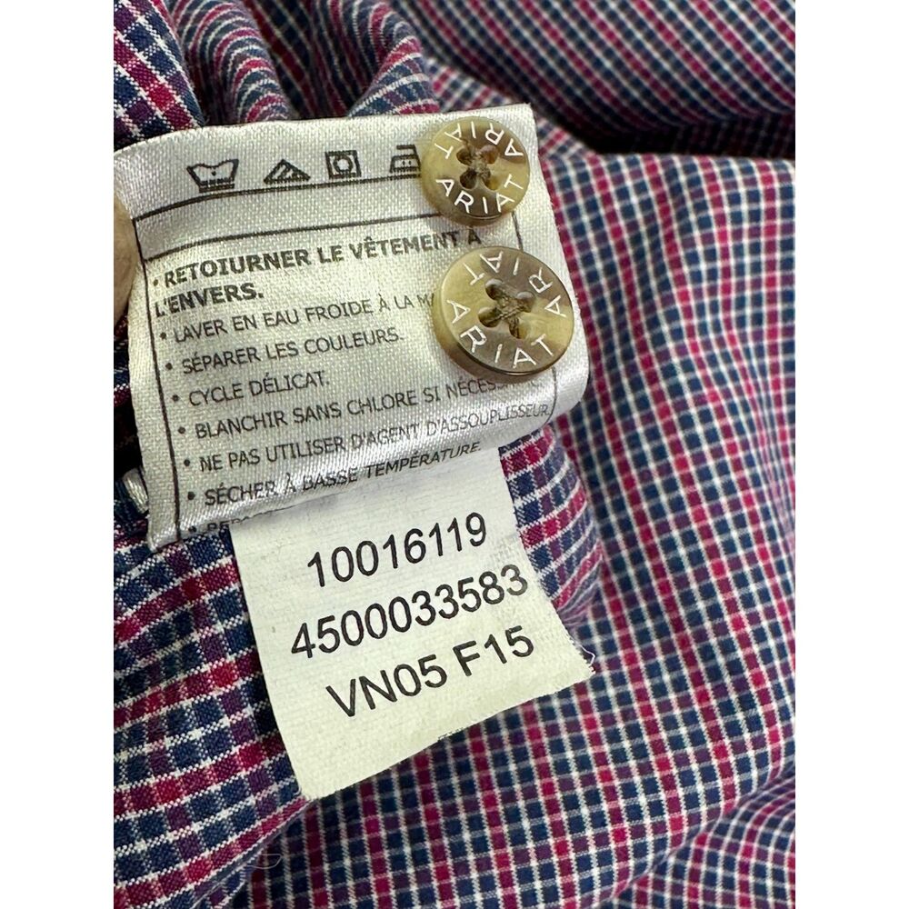 Ariat Pro Series Red White & Blue Plaid Button Up Western Shirt Men's XL - Picture 11 of 14